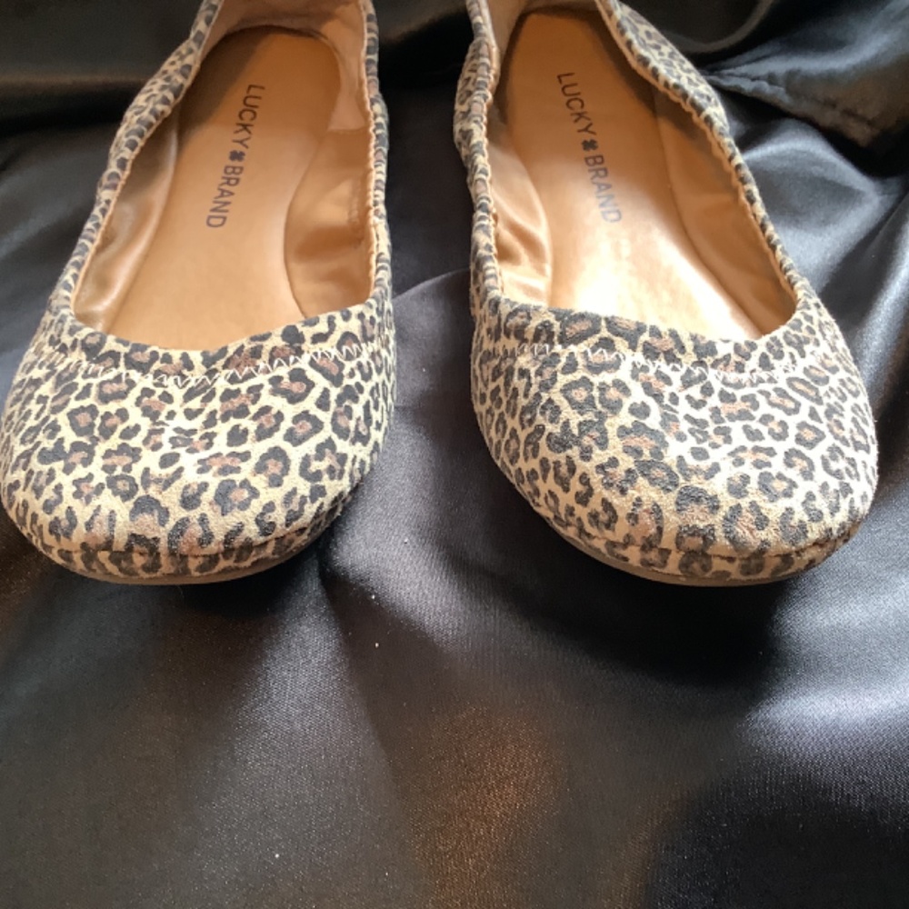 EUC Lucky Brand Ballet‎ leather flats animal leopard - Picture 3 of 6